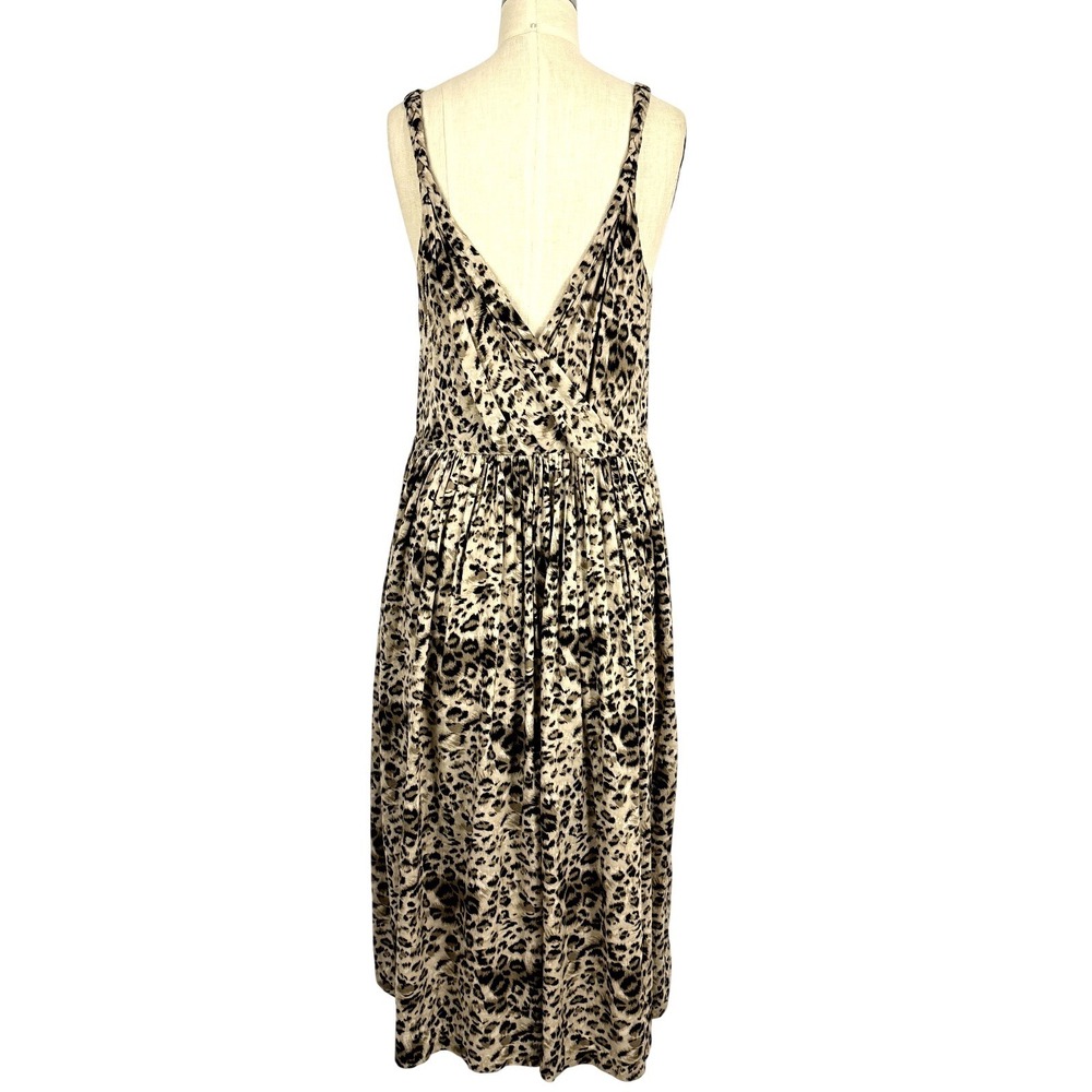 Rebecca Taylor Dress Animal Print Summer V Neck Pockets Rayon Relaxed Midi Sz 10 - Picture 6 of 12